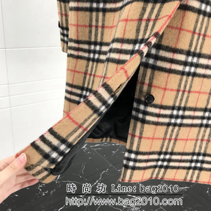 BURBERRY巴寶莉 2018膠囊系列 頂級版本 阿爾巴卡羊駝毛混紡 中長款 古典黃色格紋 大衣外套 ydi2389